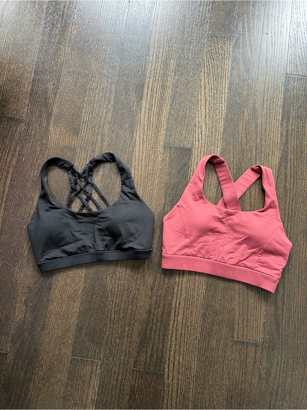 FOREVER 21 Women’s Strappy Sports Bras (Bundle of 2) - Black & Rose, Size Small